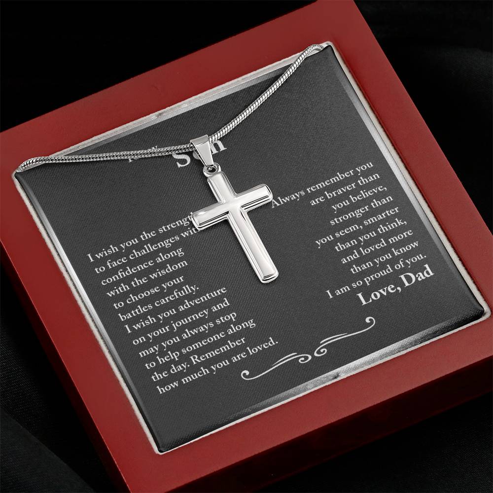 To My Son from Dad - Stainless Steel Cross Necklace