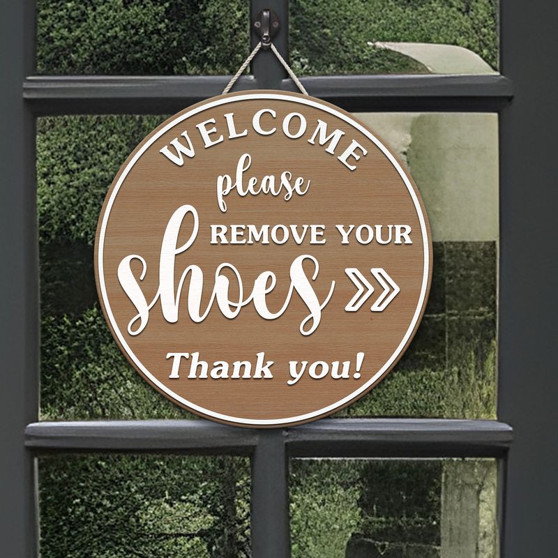 Please Remove Your Shoes Door Sign, No Shoes Sign, Shoes Off Sign Front Door Hanger