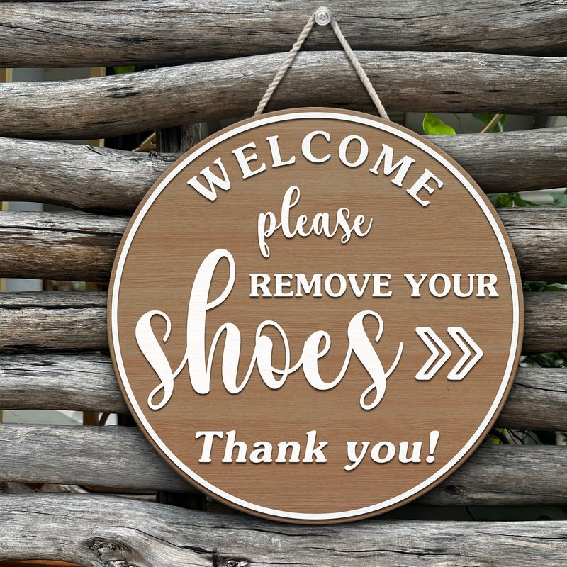 Please Remove Your Shoes Door Sign, No Shoes Sign, Shoes Off Sign Front Door Hanger