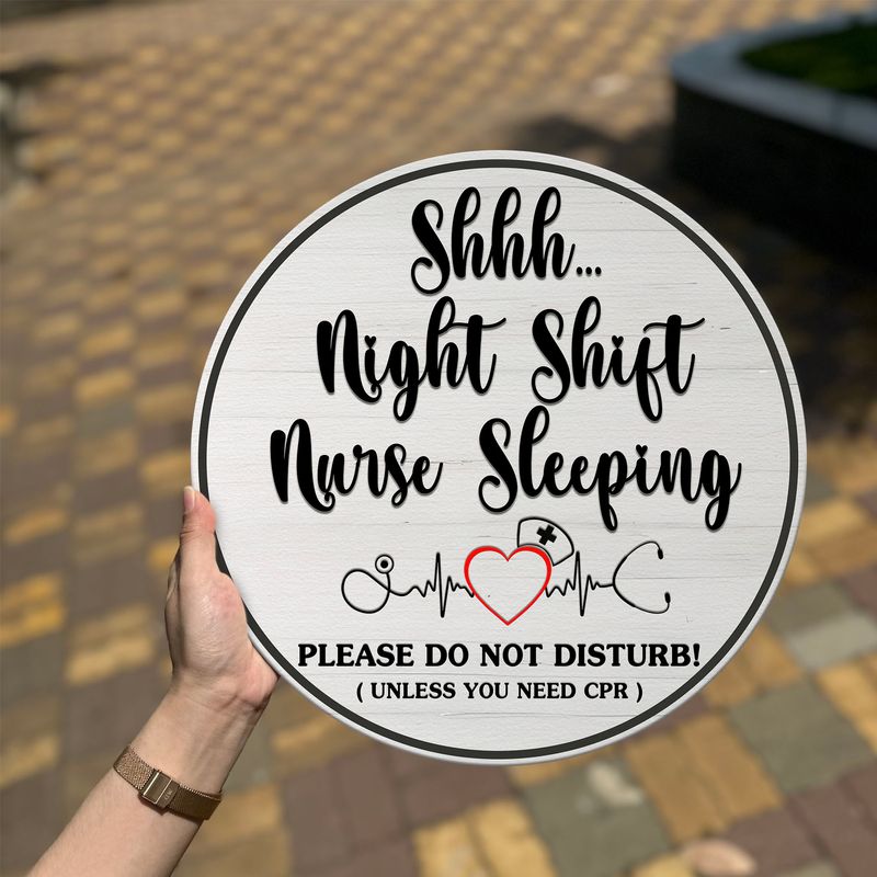 Nurse Sleeping Door Sign, Night Shift Nurse Round Sign, Do Not Disturb Sign for Nurse