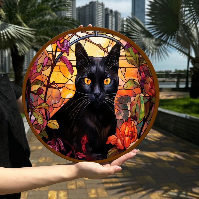 Cat Round Wooden Sign