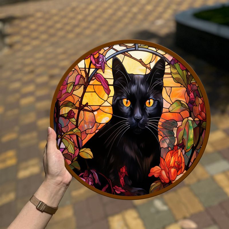 Cat Round Wooden Sign