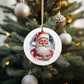 Hand-Painted Santa Claus Ceramic Christmas Ornament - 3" Round Personalized Holiday Decoration