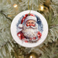 Hand-Painted Santa Claus Ceramic Christmas Ornament - 3" Round Personalized Holiday Decoration