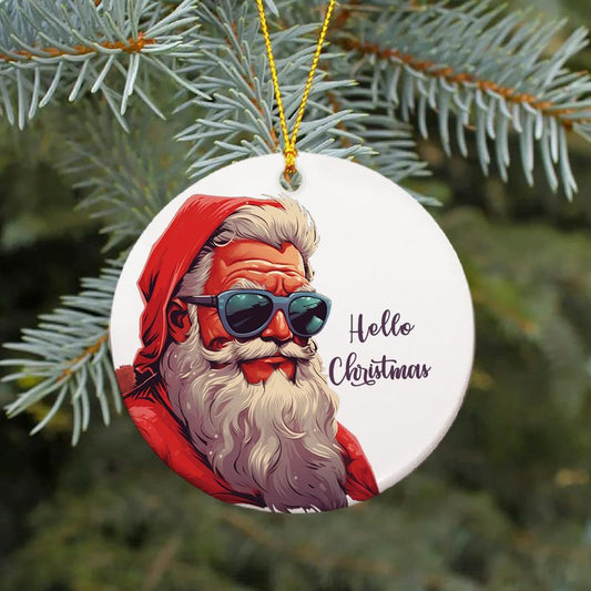 Hand-Painted Santa Claus Ceramic Ornament - 3" Glossy Christmas Decoration