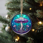 Hand-Painted Mushroom Ceramic Ornament - 3" Stained Glass Style Decoration