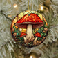 Hand-Painted Red Mushroom Ceramic Ornament - 3" Stained Glass Style Decoration