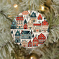 Hand-Painted Cozy Village Ceramic Ornament - 3" Folk Art Style Decoration