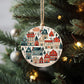 Hand-Painted Cozy Village Ceramic Ornament - 3" Folk Art Style Decoration