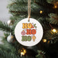 Hand-Painted Retro "Ho Ho Ho" Ceramic Ornament - 3" Christmas Decoration