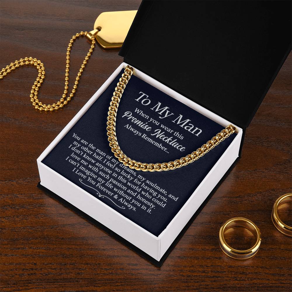 Promise Necklace - To My Man - Cuban Link Chain