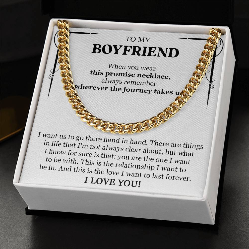 TO MY BOYFRIEND PROMISE NECKLACE - CUBAN LINK CHAIN