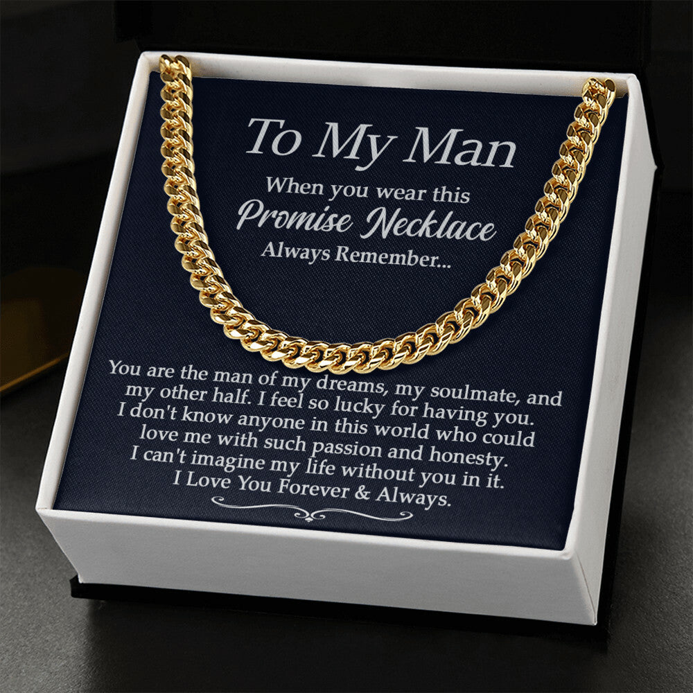 Promise Necklace - To My Man - Cuban Link Chain