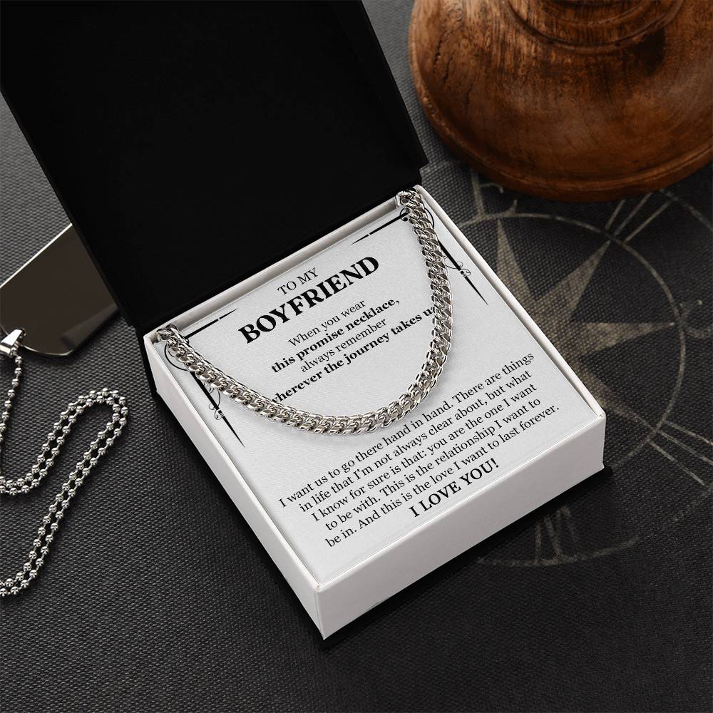 TO MY BOYFRIEND PROMISE NECKLACE - CUBAN LINK CHAIN