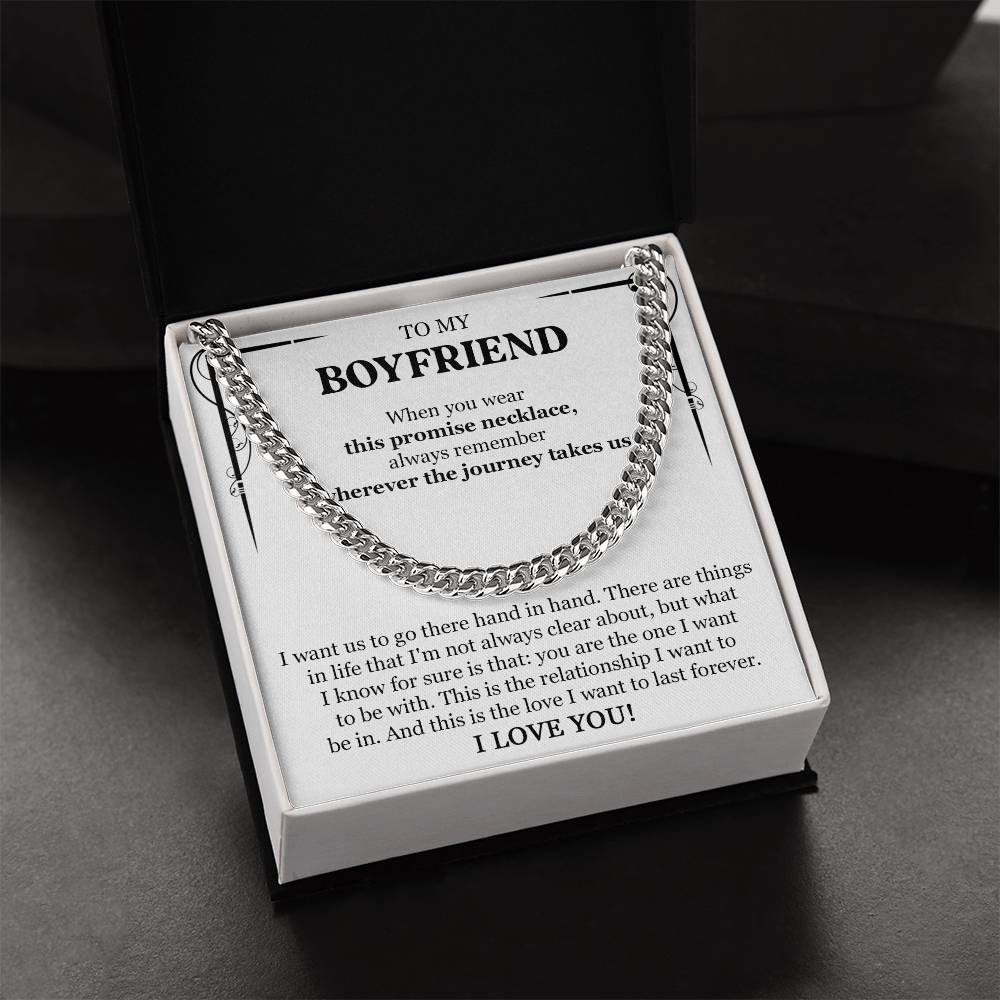 TO MY BOYFRIEND PROMISE NECKLACE - CUBAN LINK CHAIN