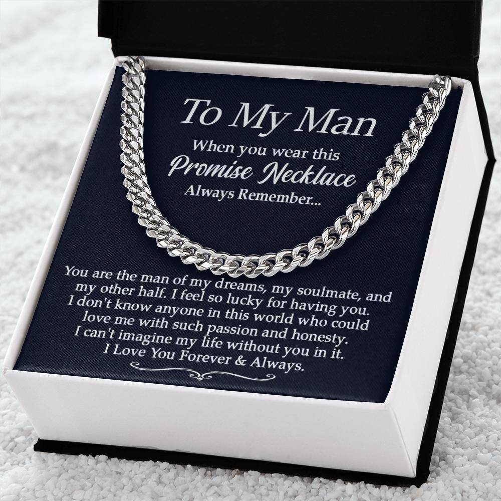 Promise Necklace - To My Man - Cuban Link Chain