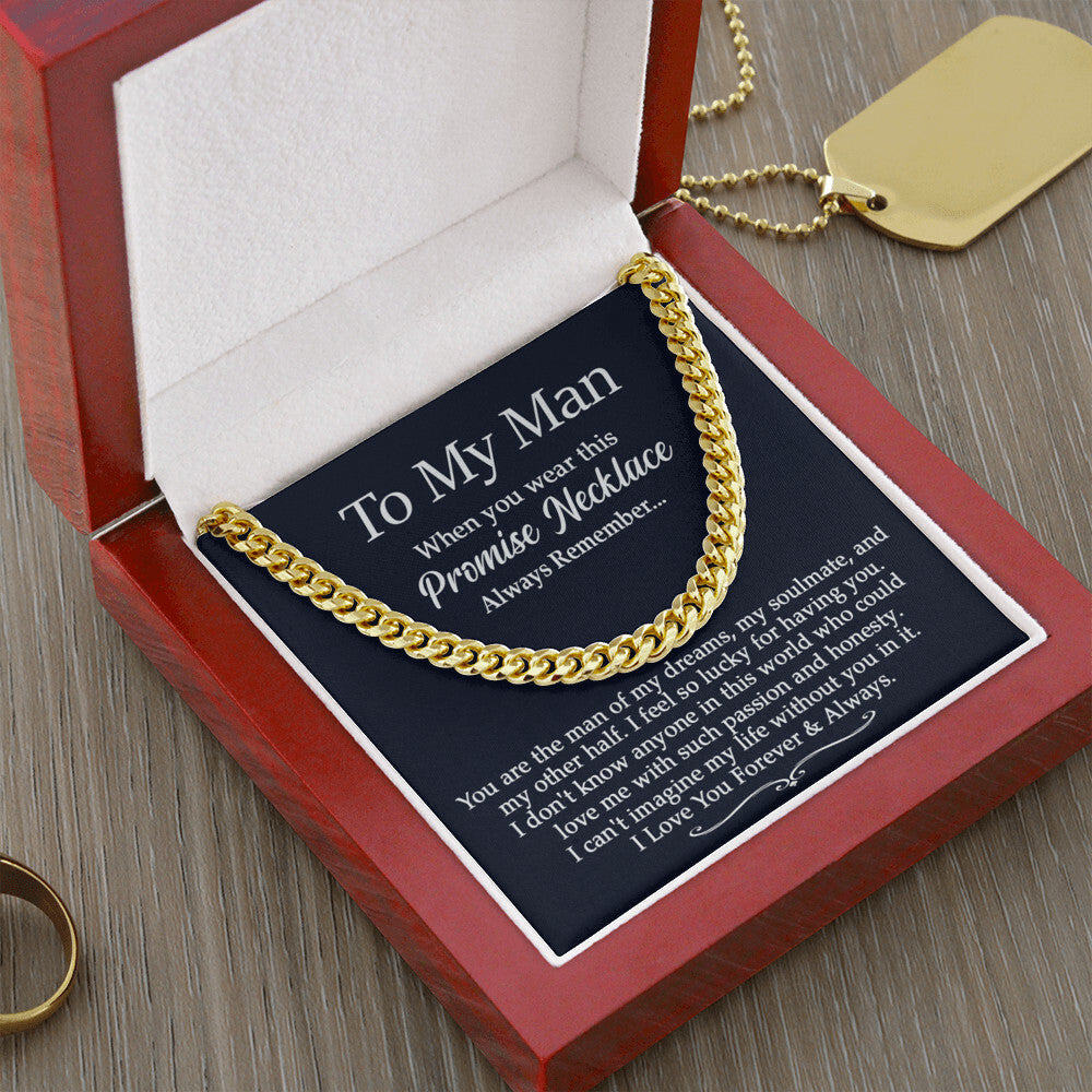 Promise Necklace - To My Man - Cuban Link Chain