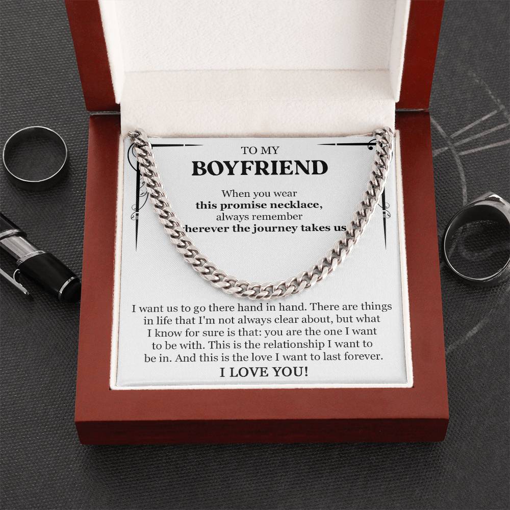 TO MY BOYFRIEND PROMISE NECKLACE - CUBAN LINK CHAIN