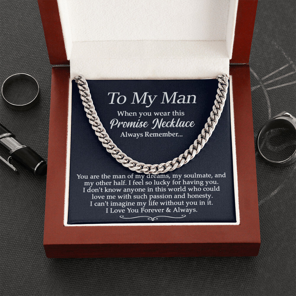 Promise Necklace - To My Man - Cuban Link Chain