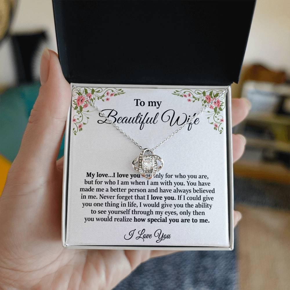 To My Beautiful Wife - Love Knot Necklace