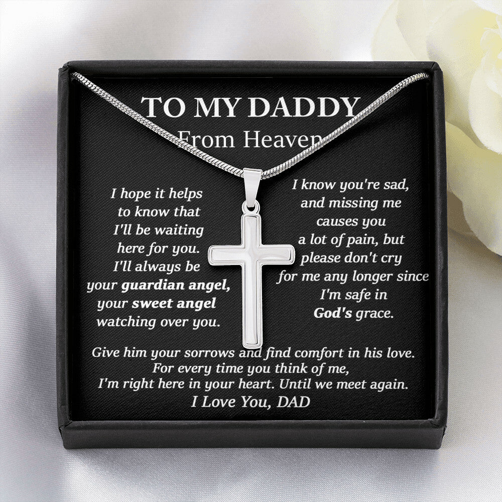 Angle Baby Gift For Dad From Heaven - Cross Necklace Detail