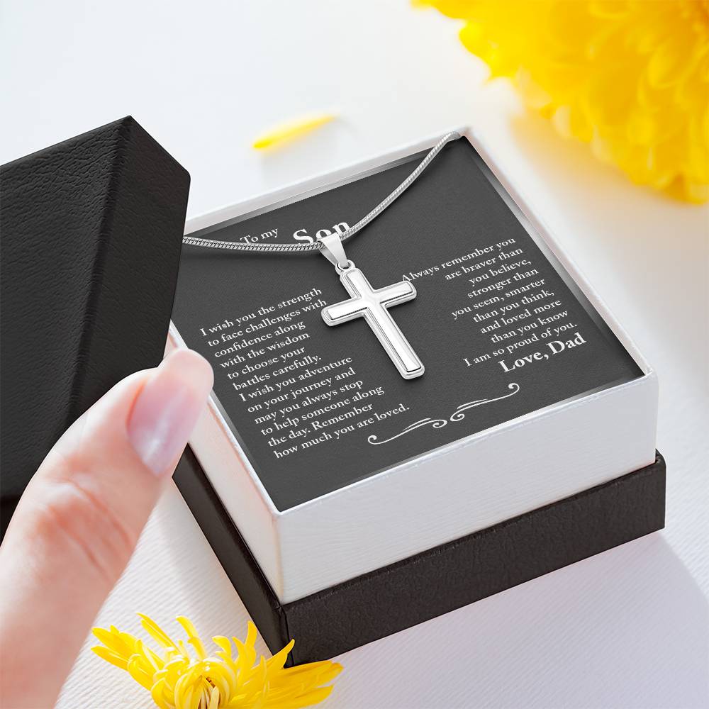 To My Son from Dad - Stainless Steel Cross Necklace