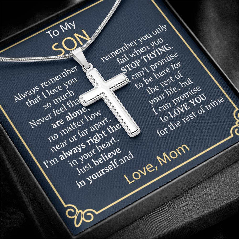 SON NECKLACE FROM MOM - CUBAN CROSS NECKLACE