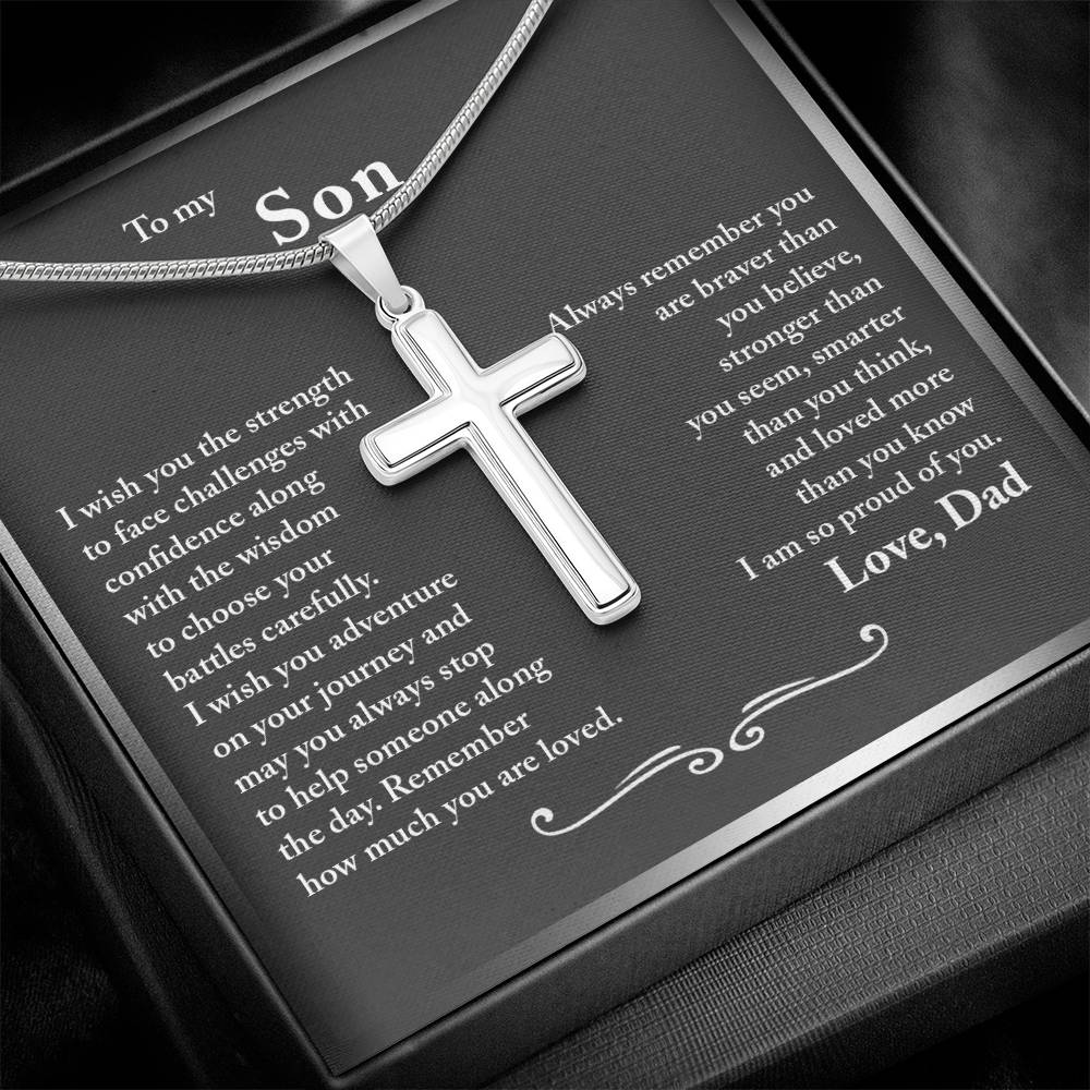 To My Son from Dad - Stainless Steel Cross Necklace