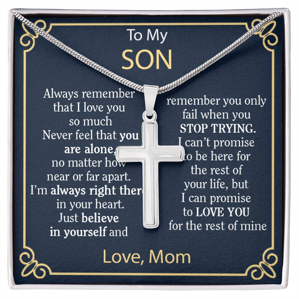 SON NECKLACE FROM MOM - CUBAN CROSS NECKLACE