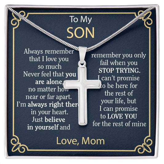 SON NECKLACE FROM MOM - CUBAN CROSS NECKLACE