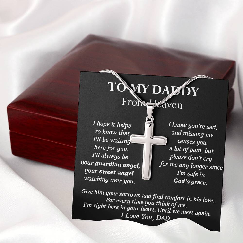 Angle Baby Gift For Dad From Heaven - Cross Necklace Detail