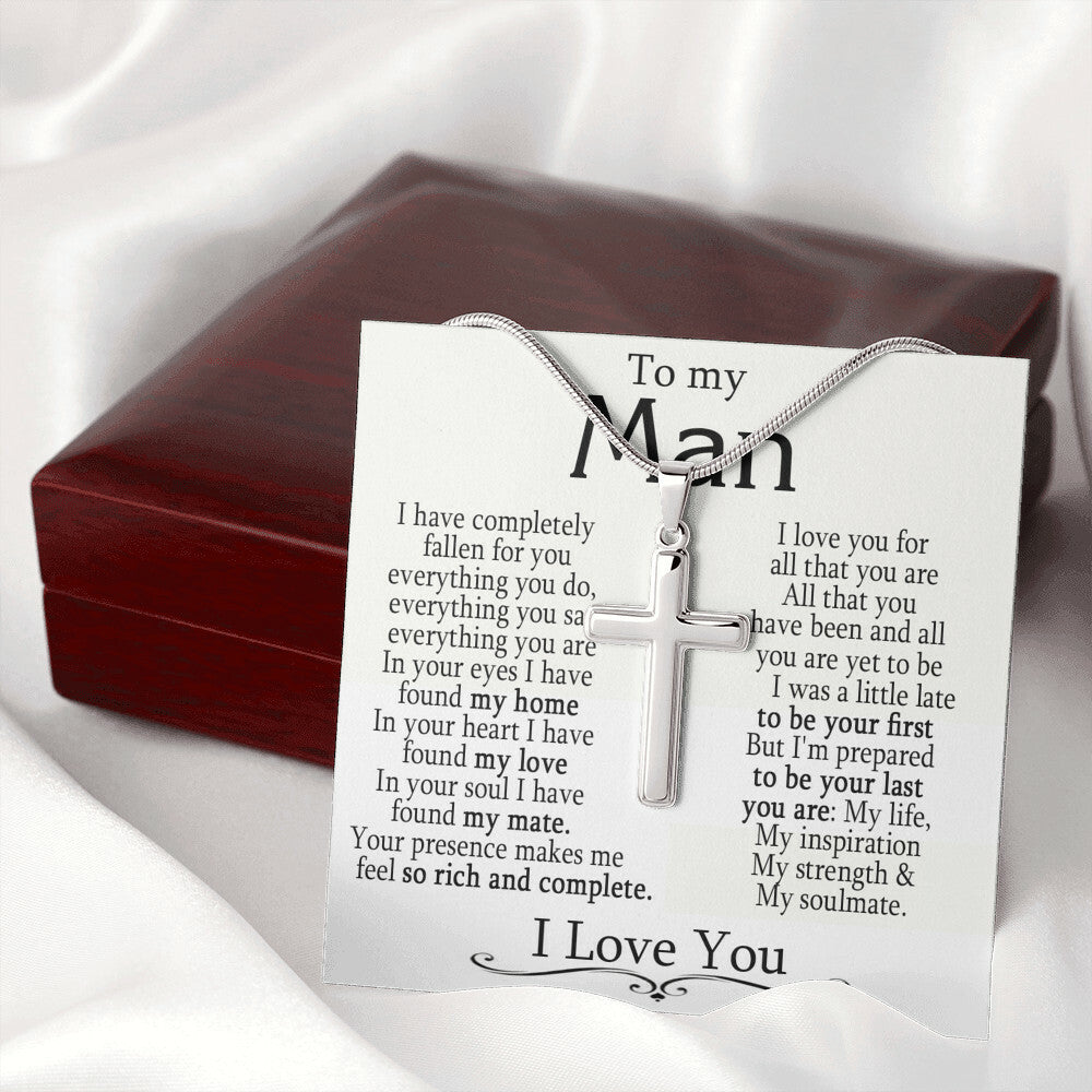 To My Man - I Love You - Stainless Steel Cross Necklace