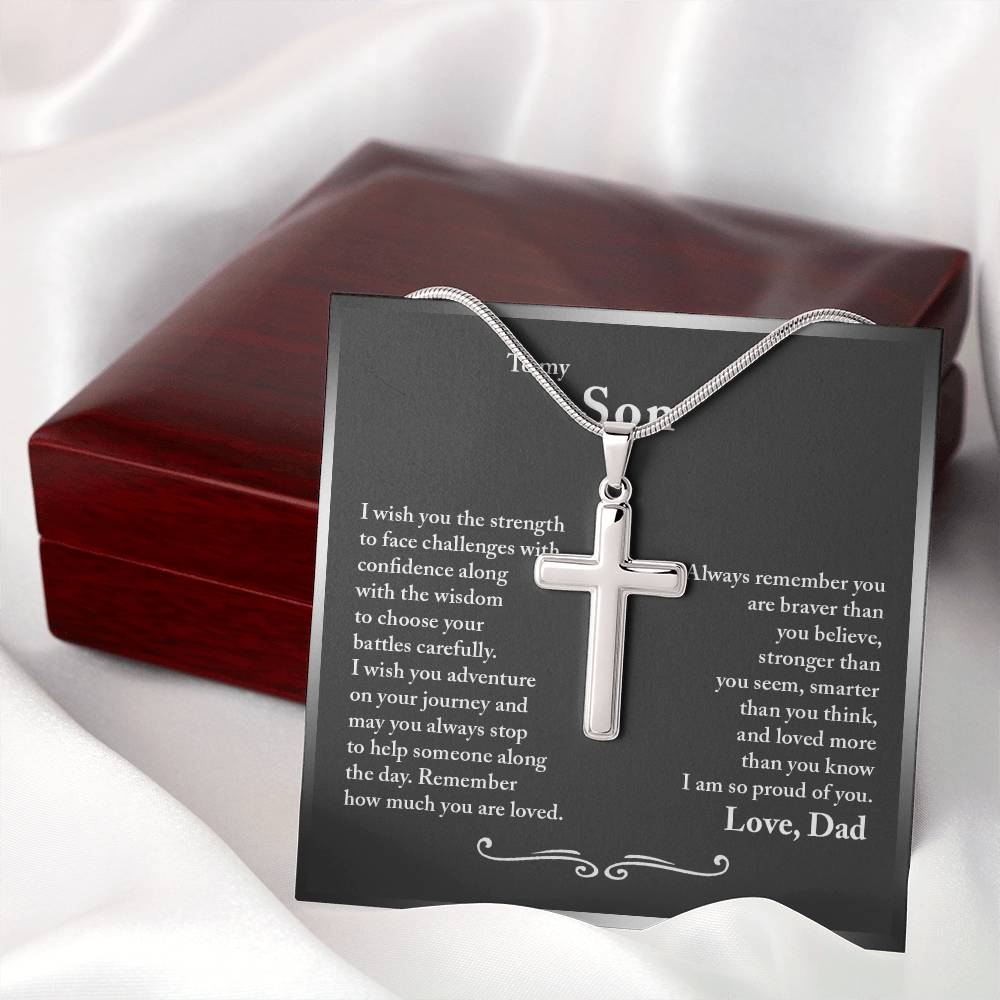 To My Son from Dad - Stainless Steel Cross Necklace