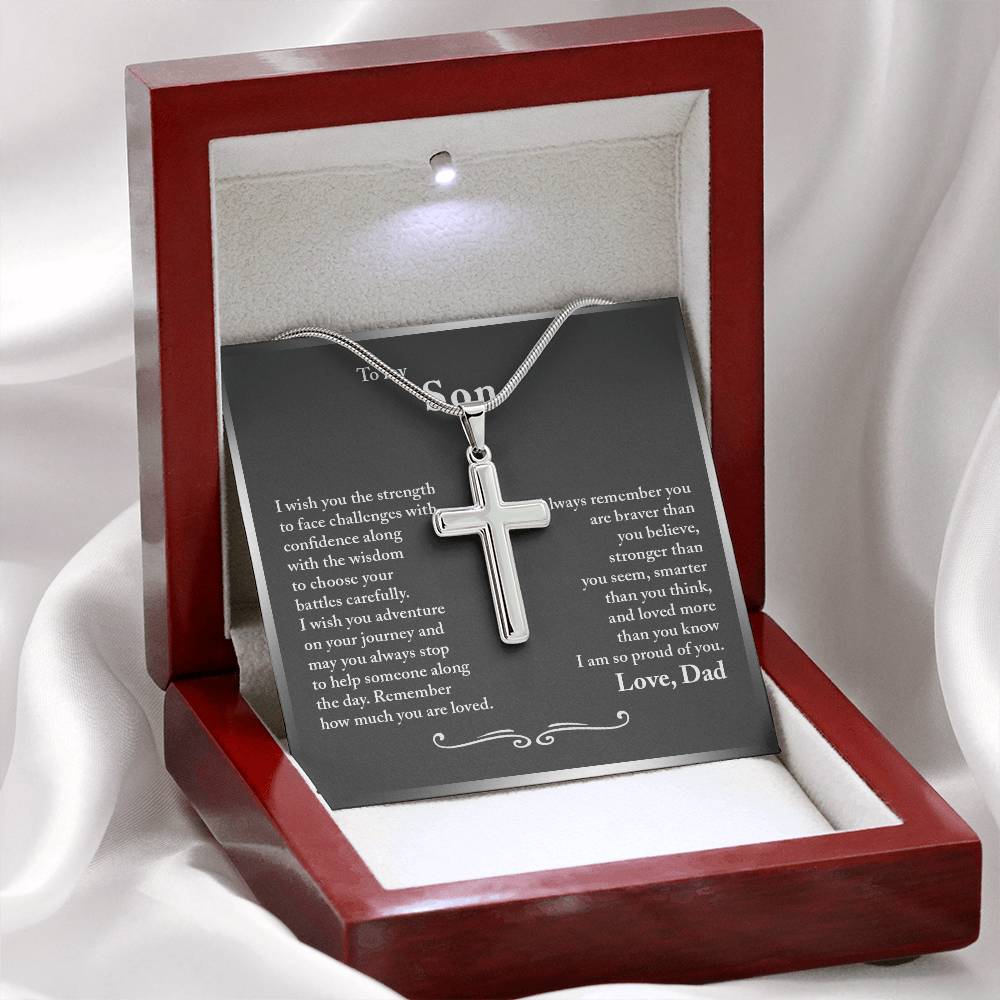 To My Son from Dad - Stainless Steel Cross Necklace