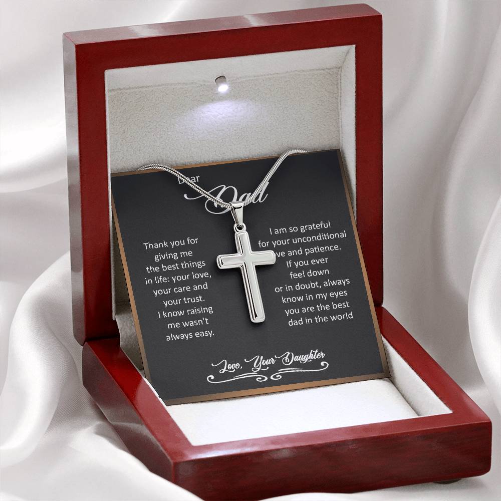 Gift for Dad from Daughter - Stainless Steel Cross Necklace