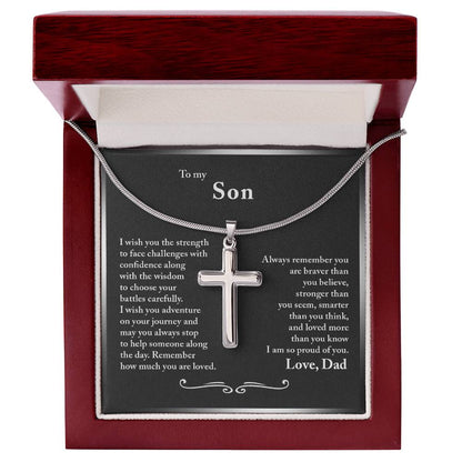 To My Son from Dad - Stainless Steel Cross Necklace