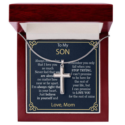 SON NECKLACE FROM MOM - CUBAN CROSS NECKLACE